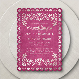 Papel Picado Pink Wedding Invitation