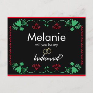 Papel Picado Red Bridesmaid Proposal Card