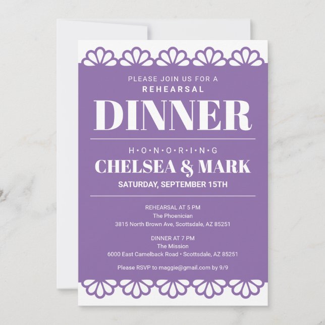 Papel Picado Rehearsal Dinner Invitation (Front)