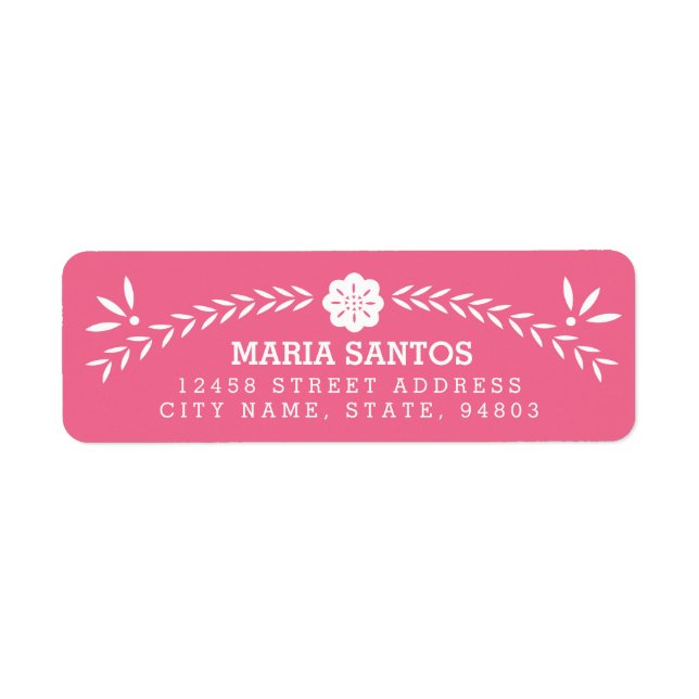 Papel Picado Return Address Labels - Pink (Front)