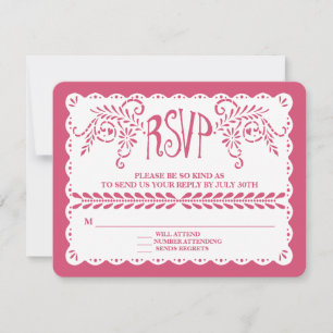 Papel Picado RSVP Pink Blue Fiesta Wedding Banner