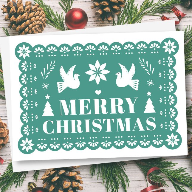 Papel Picado Style Mexican Christmas Card (Papel Picado Style Mexican Christmas Card by Fiesta Valley Print)