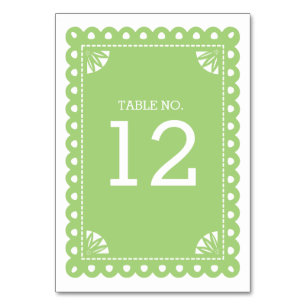 Papel Picado Table Number - Green