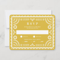 Papel Picado Warm Yellow | Wedding Reply RSVP Card