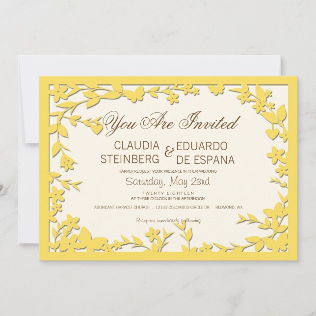 Papel Picado Wedding Invitation - Lovely Doves (Front)