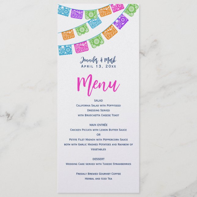 Papel Picado Wedding Menu Card (Front)