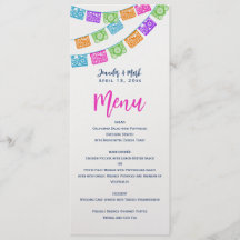 Papel Picado Wedding Menu Card