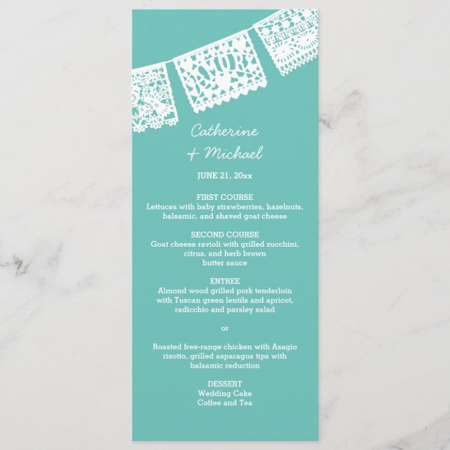 Papel Picado | Wedding Reception Menu Card (Front)
