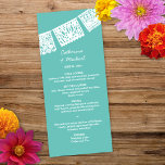 Papel Picado | Wedding Reception Menu Card<br><div class="desc">This menu card design features a traditional Mexican wedding banner called a papel picado.
Tip: You can change the background colour using the eye-dropper tool.
See the coordinating wedding invitation below... </div>