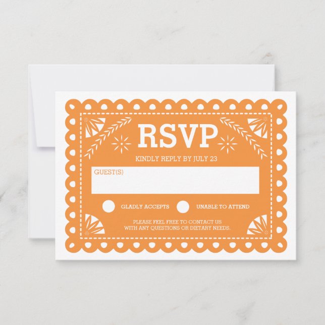 Papel Picado Wedding RSVP Orange (Front)