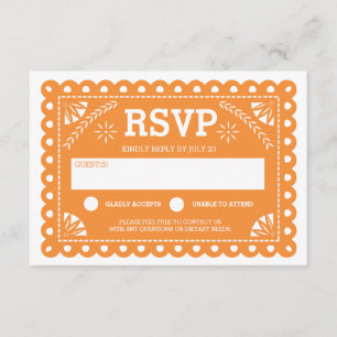 Papel Picado Wedding RSVP Orange Card