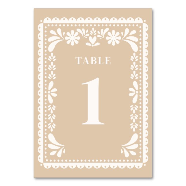 Papel Picado Wedding Table Numbers Hacienda (Back)