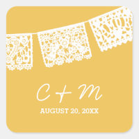 Papel Picado Yellow | Wedding Favour Sticker