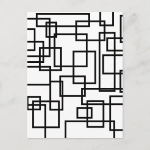 paper082 SQUARES MA ES GEOMETRIC SHAPES BLACK RAND Postcard