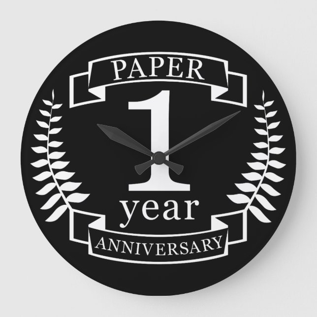 Paper 1st wedding anniversary 1 year large clock (Front)