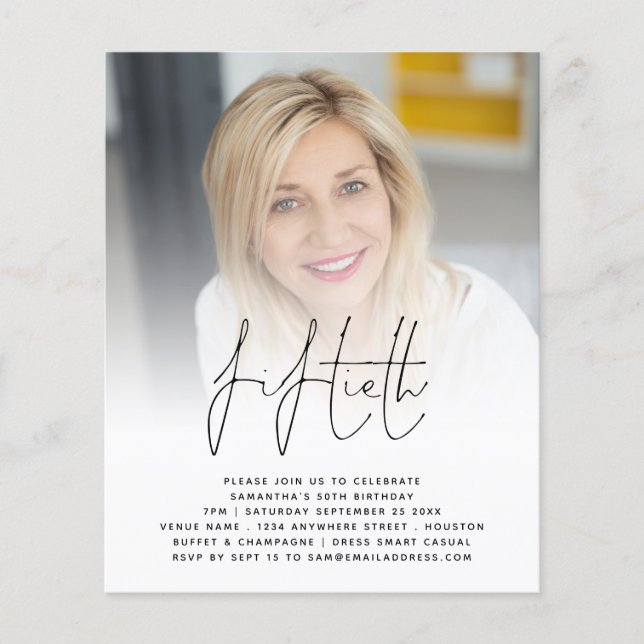 PAPER 50th Birthday Photo Script Party Invitation (Front)