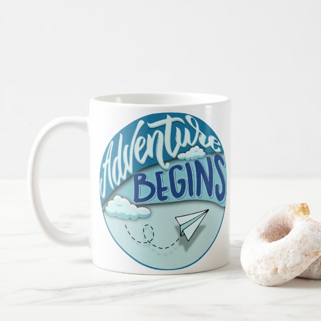 Paper aeroplane | Adventure begins  Coffee Mug (With Donut)