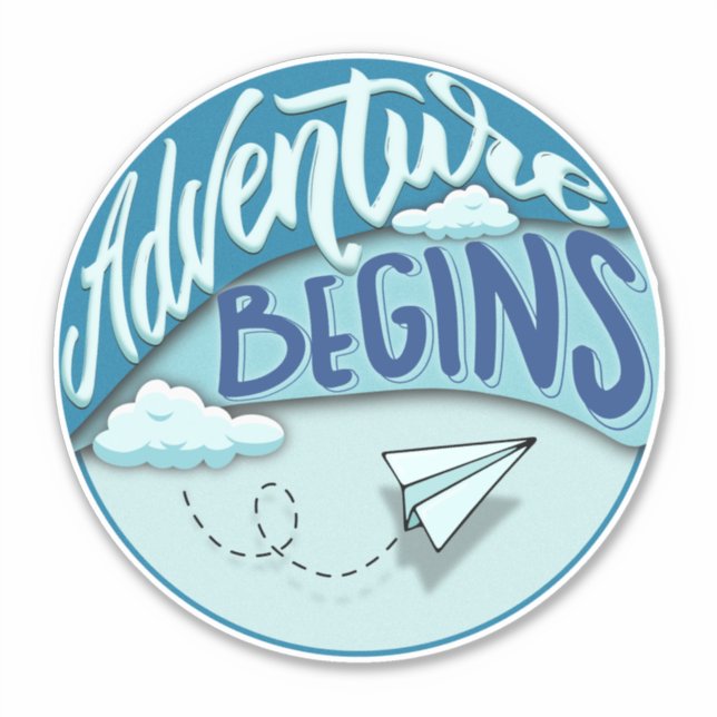 Paper aeroplane | Adventure begins custom cut viny (Front)