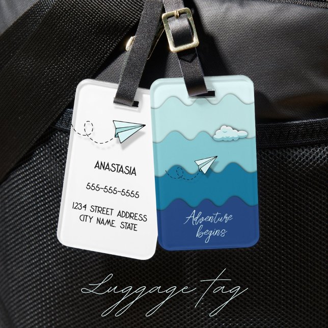 Paper aeroplane | Adventure begins  Luggage Tag (Creator Uploaded)