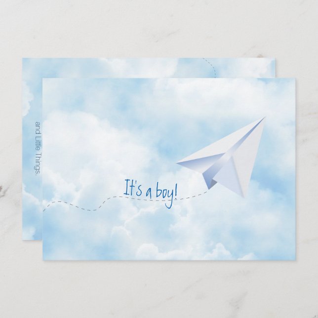 Paper Aeroplane Baby Shower Invitation (Front/Back)