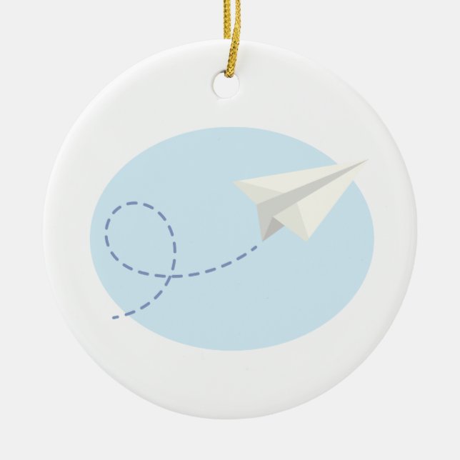 Paper Aeroplane Ceramic Ornament (Front)