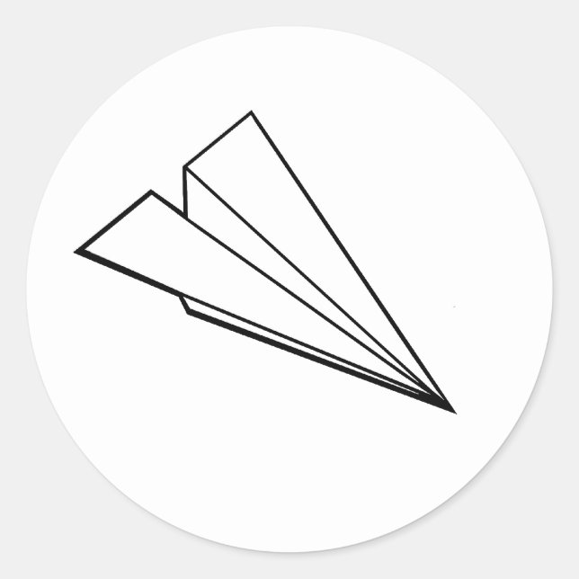Paper Aeroplane Classic Round Sticker (Front)