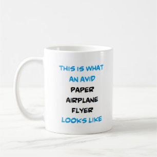 paper aeroplane flyer, avid coffee mug