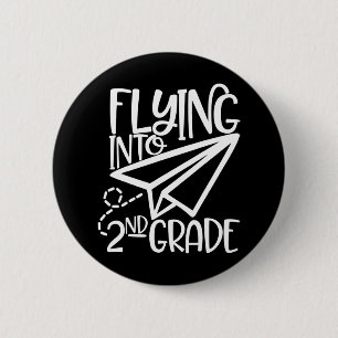 Paper Aeroplane Flying Into Second 2nd Grade 6 Cm Round Badge