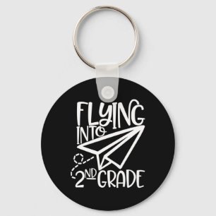 Paper Aeroplane Flying Into Second 2nd Grade Key Ring