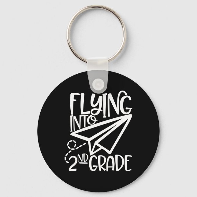Paper Aeroplane Flying Into Second 2nd Grade  Key Ring (Front)