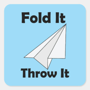 Paper Aeroplane Fold It Throw It Square Sticker