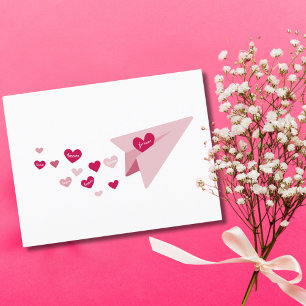 Paper Aeroplane & Forever Hearts,Valentine's Day Postcard