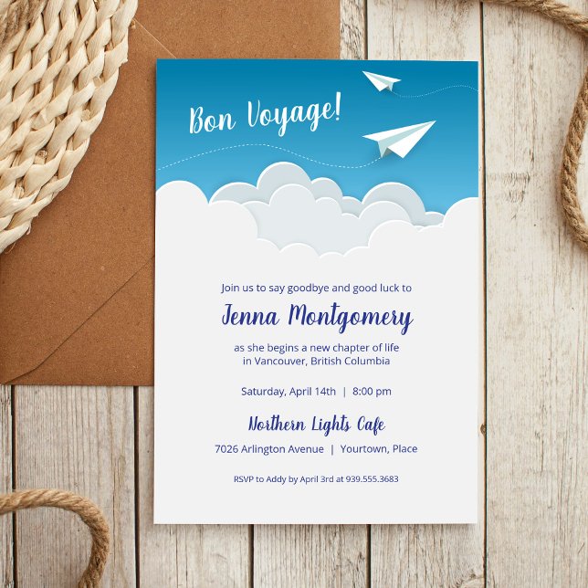 Paper Aeroplane Going Away Farewell Party Invitation (Creator Uploaded)