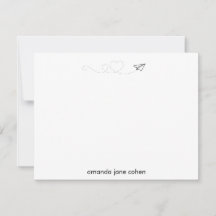 Paper Aeroplane Heart Personalised Stationery