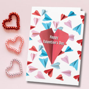 Paper Aeroplane Heart Photo Romantic Valentine‘s Holiday Card
