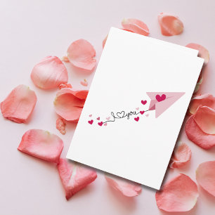 Paper Aeroplane Hearts I Love You Valentine's Day Card