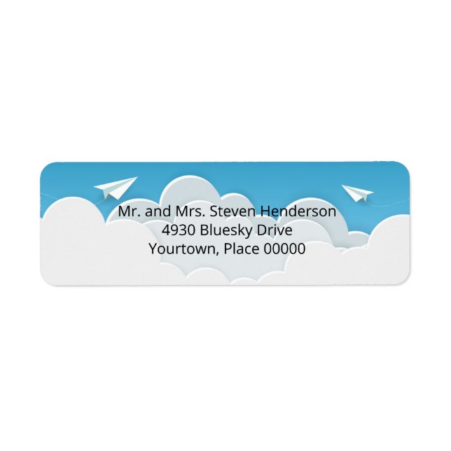 Paper Aeroplane in the Clouds Return Address Label (Front)