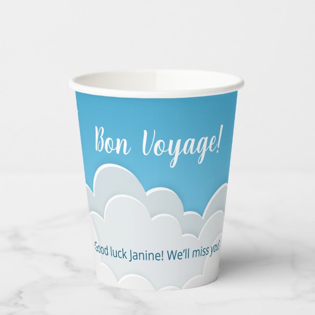 Paper Aeroplane in the Sky Going Away Party Cups (Left)