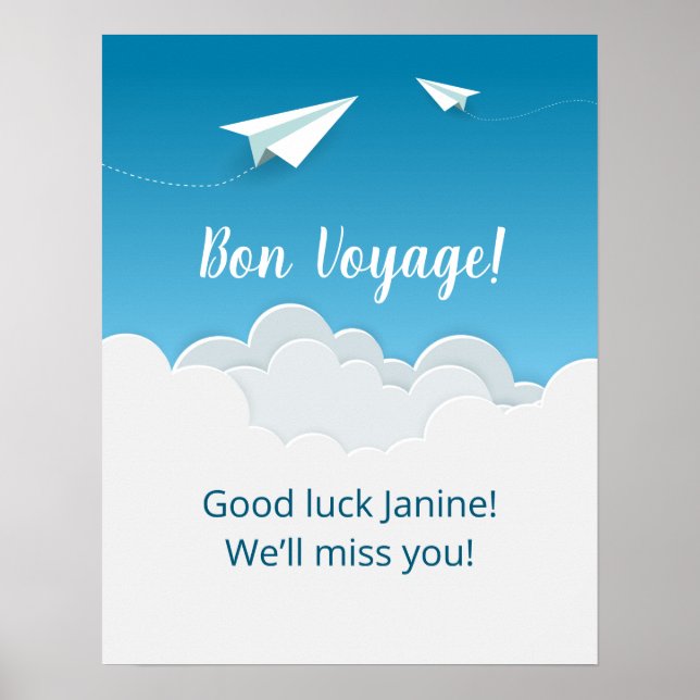 Paper Aeroplane in the Sky Going Away Party Poster (Front)