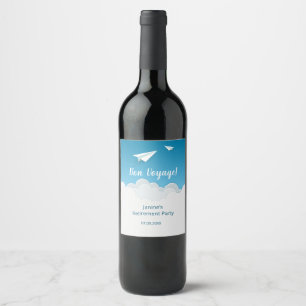 Paper Aeroplane in the Sky Going Away Party Wine Label