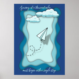Paper aeroplane   Journey begin with a single Poster