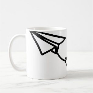 Paper aeroplane line art paper coffee mug
