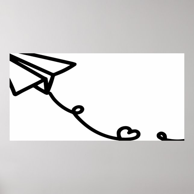 Paper aeroplane line art paper poster (Front)