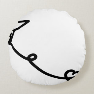 Paper aeroplane line art paper round cushion