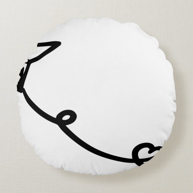 Paper aeroplane line art paper round cushion (Front)