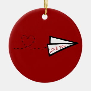 Paper Aeroplane Love Letter Ceramic Ornament