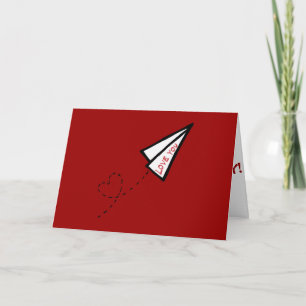 Paper Aeroplane Love Letter Valentine's Day Holiday Card