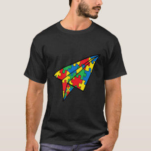 Paper Aeroplane Puzzle Piece Autism Awareness Boys T-Shirt