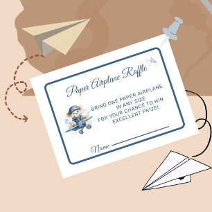 Paper Aeroplane Raffle Baby Shower Boy Enclosure Card