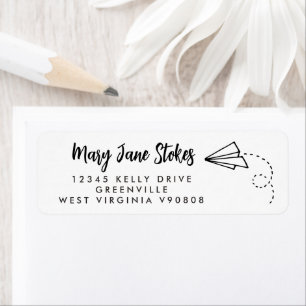 Paper aeroplane RETURN ADDRESS paper plane Label